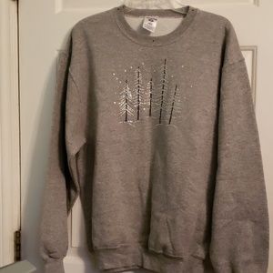 Jerzees sweatshirt Winter trees bling Size M